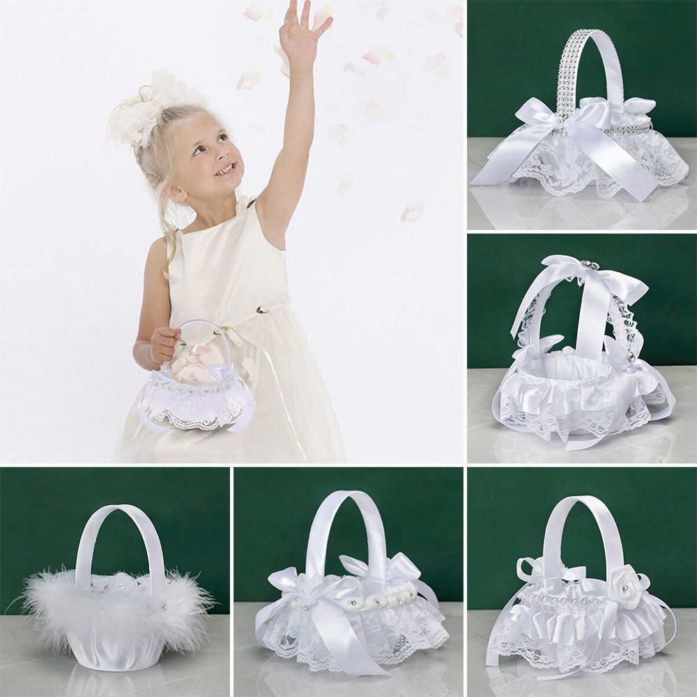 Flower Girl Basket - Ceremonie Strass Home Decor Kant Parel