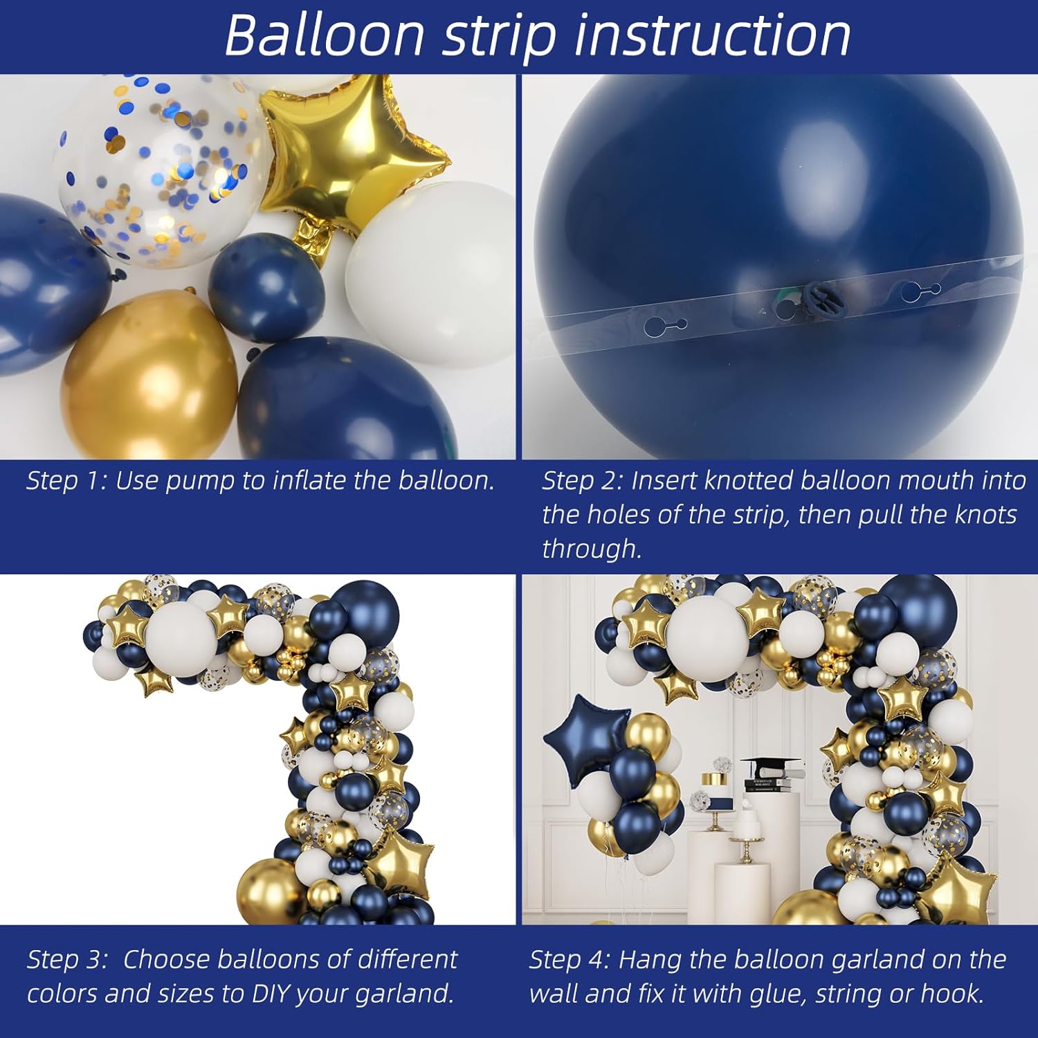 Marineblauw goud wit latex bal - Wedding Supply Decor recensie en prijs