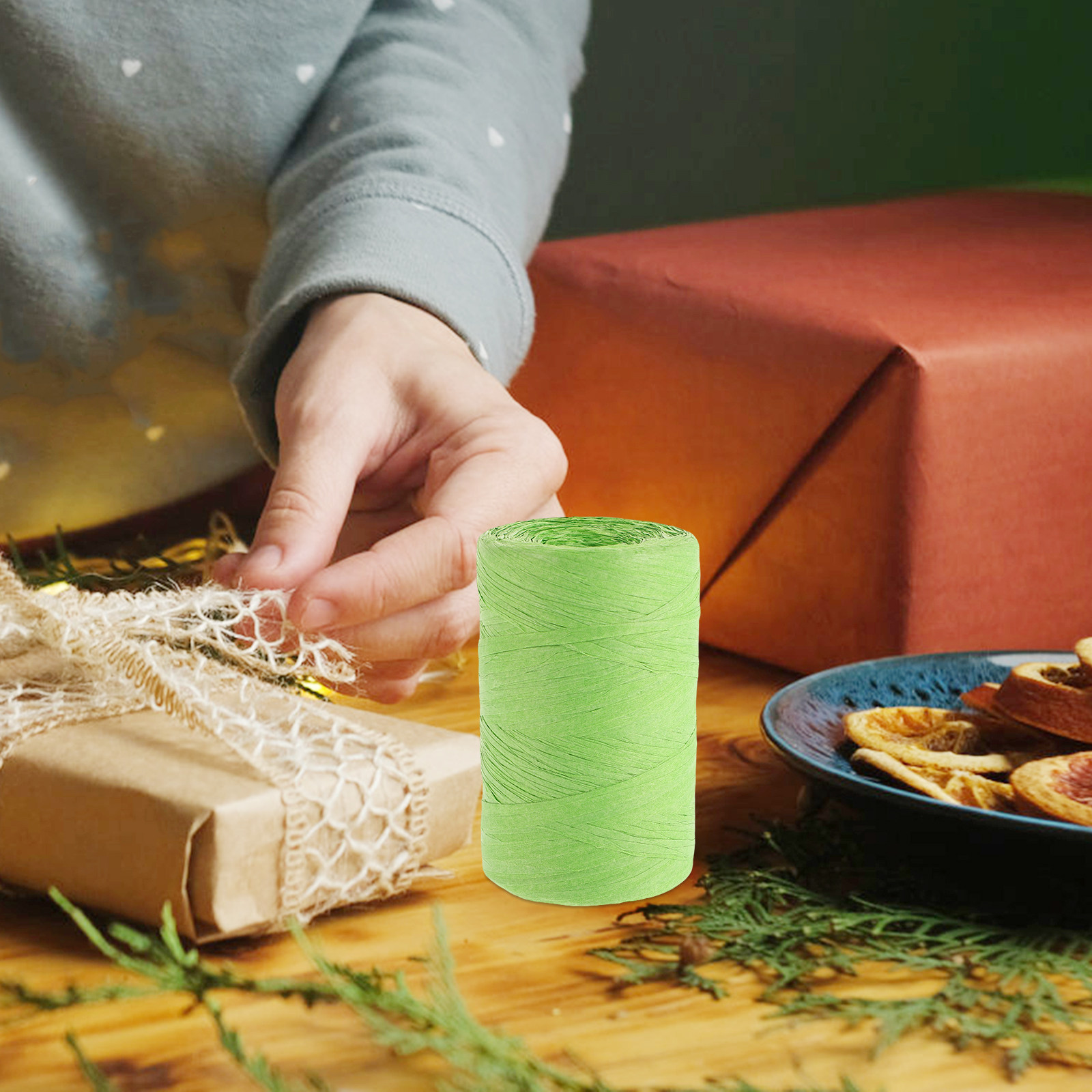 Platte raffiapapierkoord, gekl - Papercraft Supply Ribbon recensie en prijs